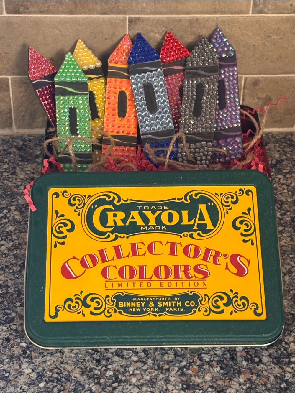 Crayola Multicolor Collector's Tin with handmade Crayon Ornaments